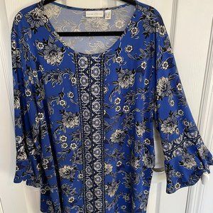 Susan Grave Printed Liquid Knit with Bell Sleeve